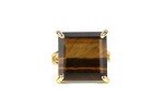 14k Gold Tiger Eye Handmade Statement Ring