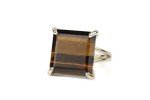 14k Gold Tiger Eye Handmade Statement Ring