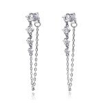 18K White Gold Double Piercing Chain Earrings
