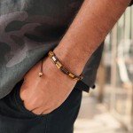 RTZN® Men's Natural Tiger Eye Bead Bracelet