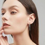 18K White Gold Double Piercing Chain Earrings