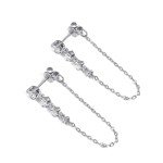 18K White Gold Double Piercing Chain Earrings