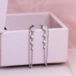 18K White Gold Double Piercing Chain Earrings
