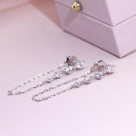 18K White Gold Double Piercing Chain Earrings