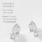 Rhodium-Plated Dangly Clip-On Earrings with Zirconia