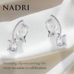 Rhodium-Plated Dangly Clip-On Earrings with Zirconia