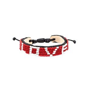 Ubuntu Life Love Beaded Leather Bracelet – Red/White