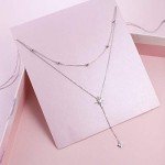 Sterling Silver Star Drop Layered Y Necklace