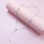 Sterling Silver Star Drop Layered Y Necklace