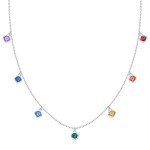Chakra Choker Necklace with Multicolor Zirconia