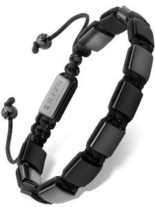 Black Onyx Adjustable Bead Bracelet for Men