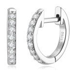 Sparkling Moissanite Huggie Earrings in White Gold