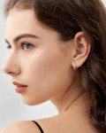Sparkling Moissanite Huggie Earrings in White Gold