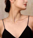 Dainty S925 Silver Layered Necklace with Diamond Pendant