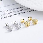 Dainty Gold Flower Stud Earrings with Rose Box