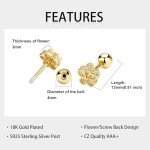 Dainty Gold Flower Stud Earrings with Rose Box