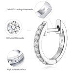 Sparkling Moissanite Huggie Earrings in White Gold