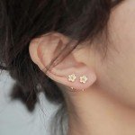 Dainty Gold Flower Stud Earrings with Rose Box