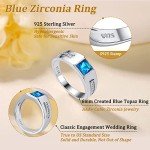 Men's Sterling Silver Signet Ring with Blue Topaz