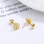 Dainty Gold Flower Stud Earrings with Rose Box