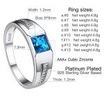 Men's Sterling Silver Signet Ring with Blue Topaz