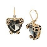Betsey Leopard Heart Drop Earrings - Black Diamond