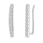 Dainty Moissanite Ear Climber Earrings in Silver