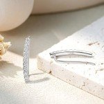 Dainty Moissanite Ear Climber Earrings in Silver