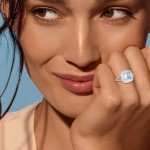 Halo Aquamarine Ring in 925 Sterling Silver