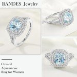 Halo Aquamarine Ring in 925 Sterling Silver