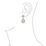 Teardrop CZ Halo Dangle Clip-On Earrings for Women
