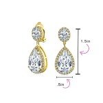 Teardrop CZ Halo Dangle Clip-On Earrings for Women