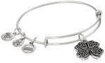 Alex and Ani Four Leaf Clover Silver Bangle