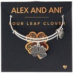 Alex and Ani Four Leaf Clover Silver Bangle