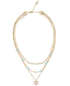 Rainbow Beaded Enamel Charm Layer Necklace