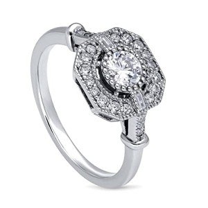 Vintage-Style Art Deco CZ Ring in Sterling Silver