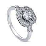 Vintage-Style Art Deco CZ Ring in Sterling Silver