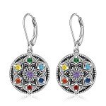 Sterling Silver Mandala Chakra Dangle Earrings