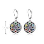 Sterling Silver Mandala Chakra Dangle Earrings