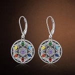 Sterling Silver Mandala Chakra Dangle Earrings