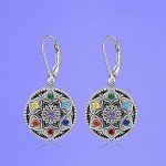 Sterling Silver Mandala Chakra Dangle Earrings