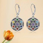Sterling Silver Mandala Chakra Dangle Earrings