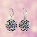 Sterling Silver Mandala Chakra Dangle Earrings
