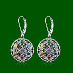 Sterling Silver Mandala Chakra Dangle Earrings