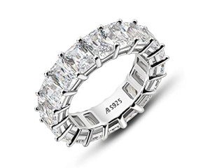 Sterling Silver Radiant Cut Eternity Engagement Ring