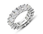 Sterling Silver Radiant Cut Eternity Engagement Ring