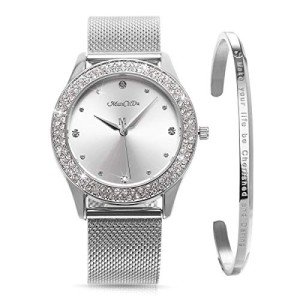 Elegant Crystal Mesh Watch & Bracelet Set