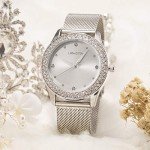 Elegant Crystal Mesh Watch & Bracelet Set
