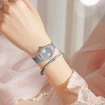 Elegant Crystal Mesh Watch & Bracelet Set