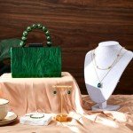 Emerald Green Jewelry Set with Clutch Bag